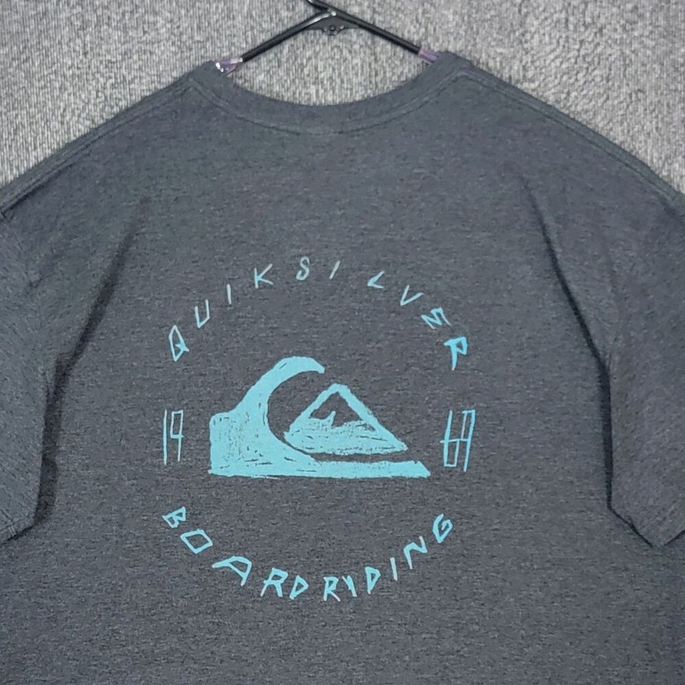 Quiksilver T-Shirt Mens XXL Gray Board Riding Short Sleeve Crew Neck Surf Tee